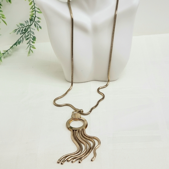 Long Silver Jelly Fish Tassle Statement Necklace - Picture 1 of 6
